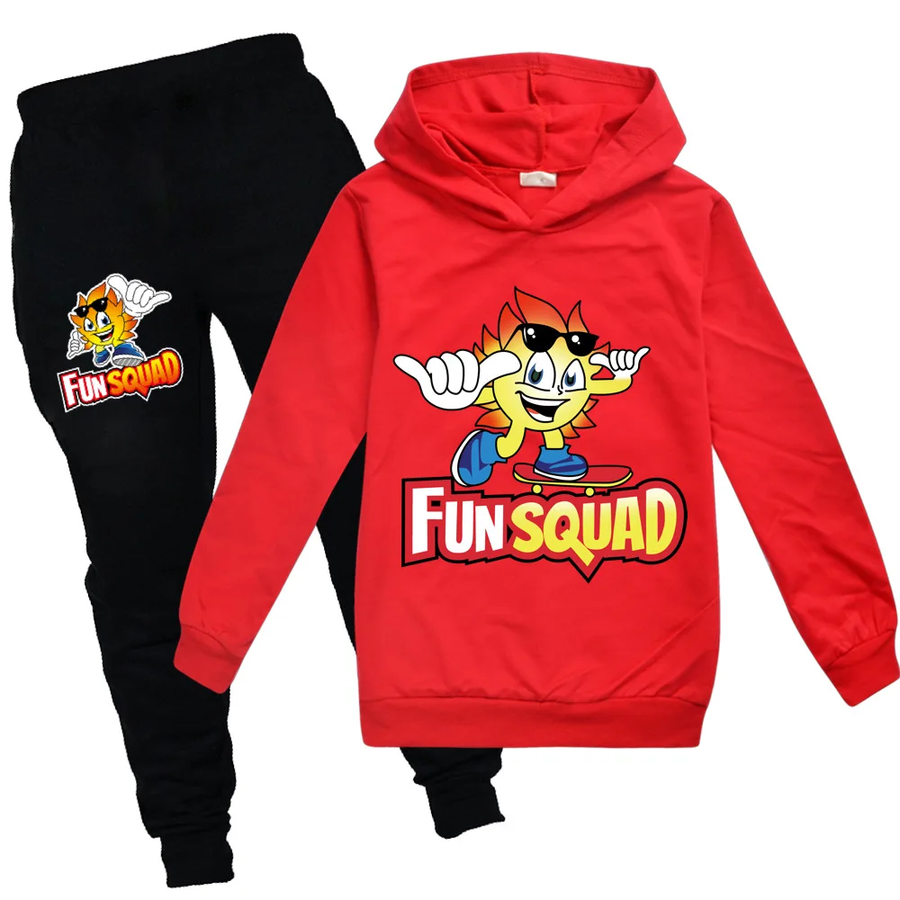 

Fun Squad Children Clothing Boys Girls Hoodies Cotton Long Sleeve Sweatshirt Fashion Tops + Pants Children Tracksuit Outfits