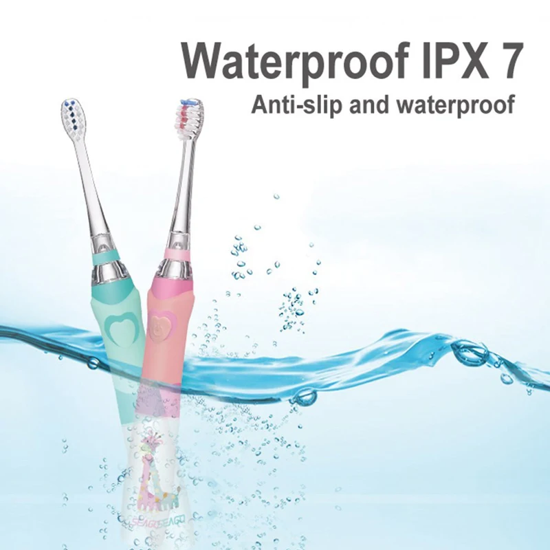 Spazzolino elettrico Seago per bambini torcia a LED colorata 16000 colpi spazzola alimentata a batteria impermeabile per bambini di 3 anni