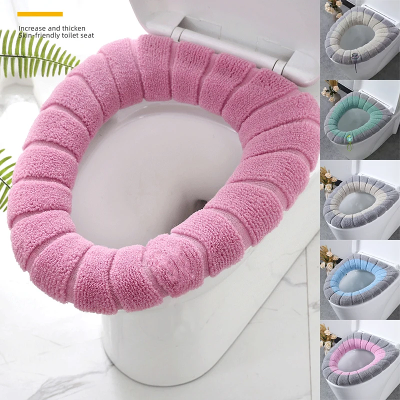 Thicken Warm Toilet Seat Cover Mat Soft Winter Bathroom Toilet Pad Cushion Washable Pumpkin Closestool Mat Bathroom Accessories