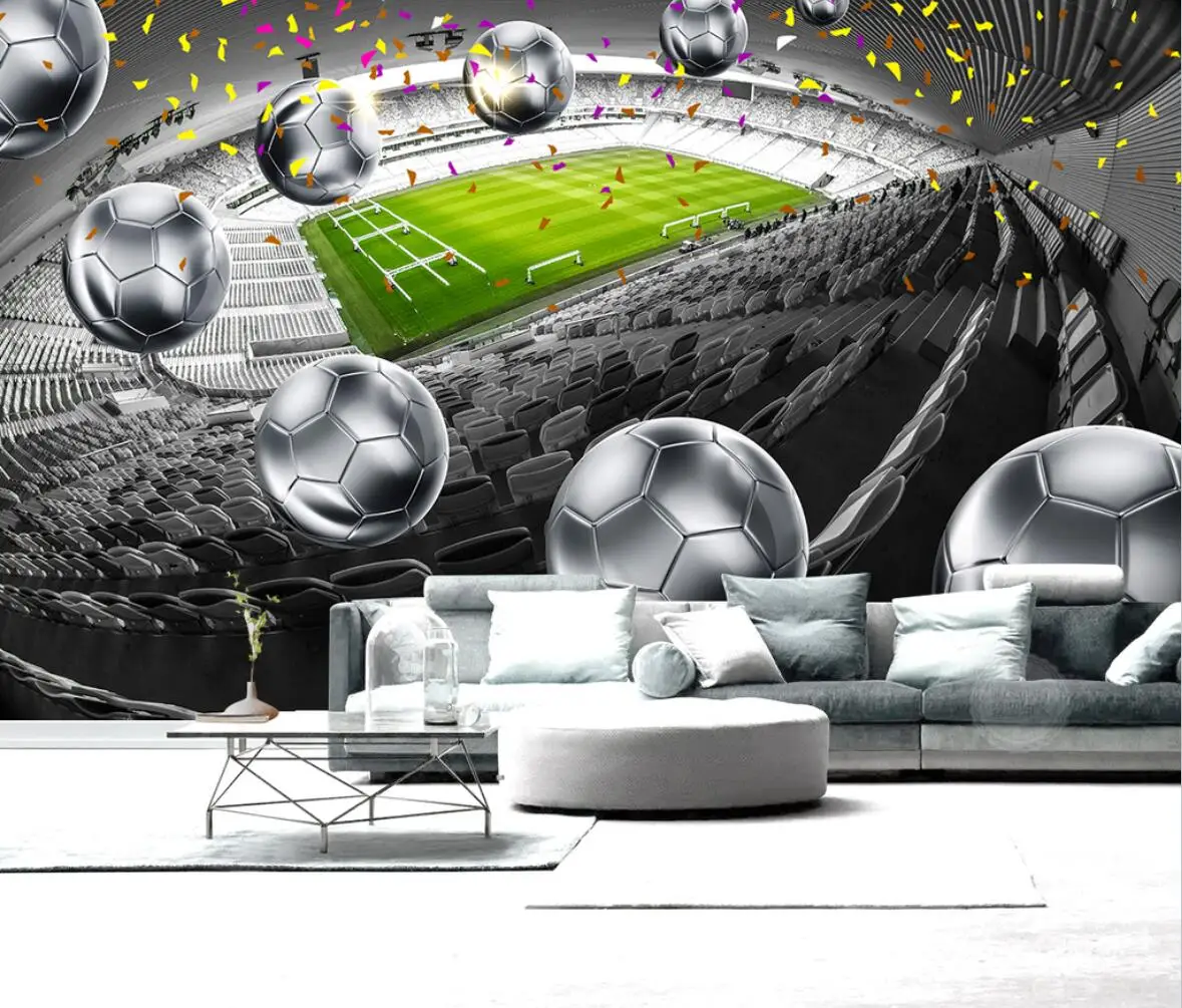 Custom football field Landscape Wall Cloth Mural Wallpapers for Living Room Bedroom TV Wall Paper 3D decoration Wall stickers