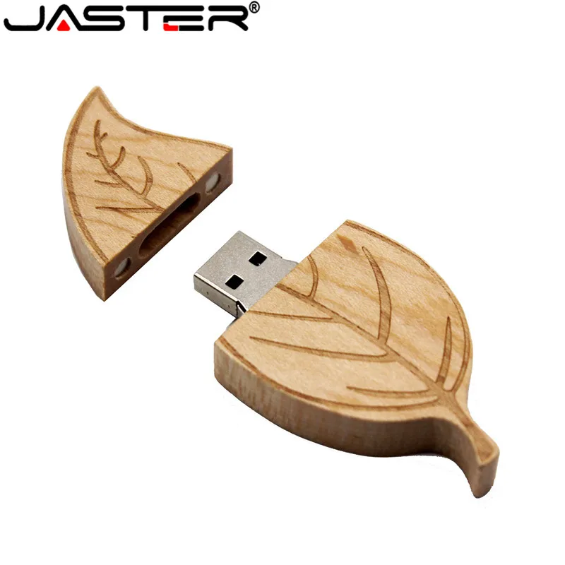 (1 PCS free LOGO) Wooden Leaf USB Flash Drive 4GB 8GB 16GB 32GB 64GB 128GB high-capacity Pen drive Creative gift