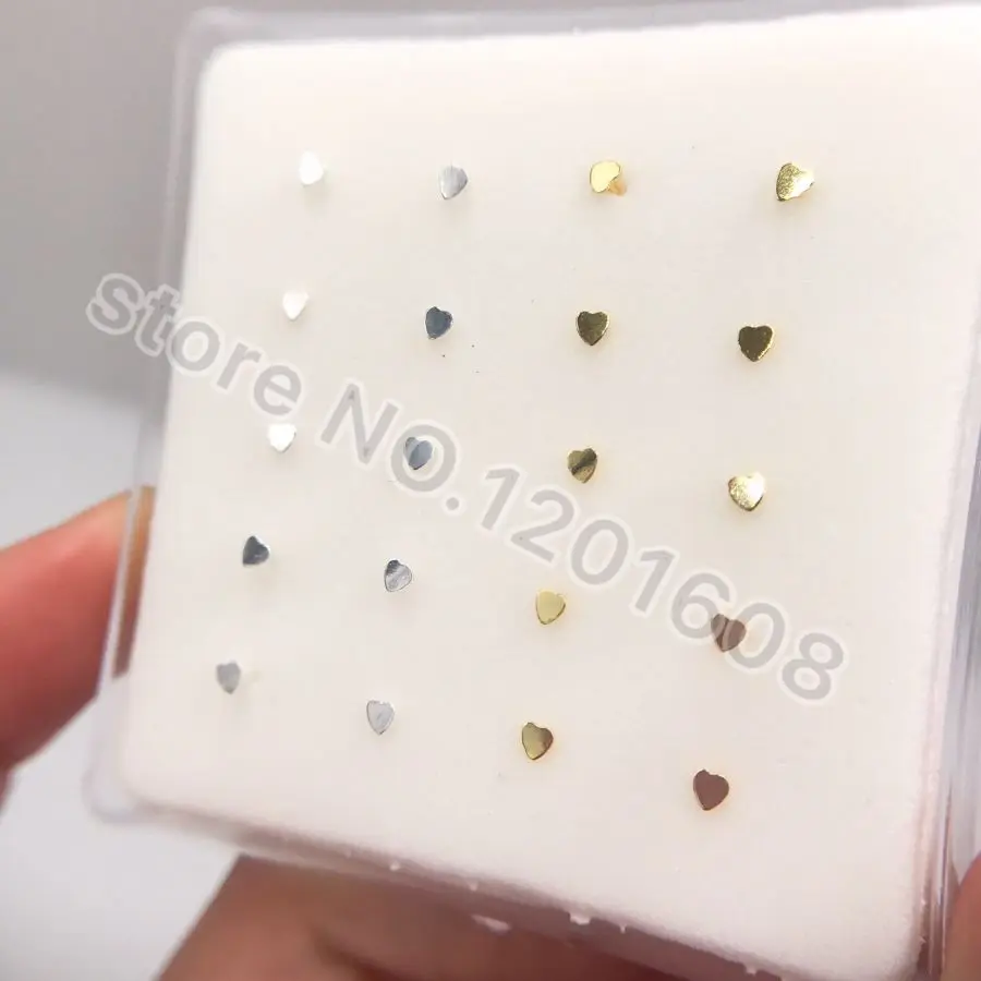 20Pcs Small Lovely Heart Shape 925 Sterling Silver Nose Stud Nose Pin Body Jewelry Percing Nez