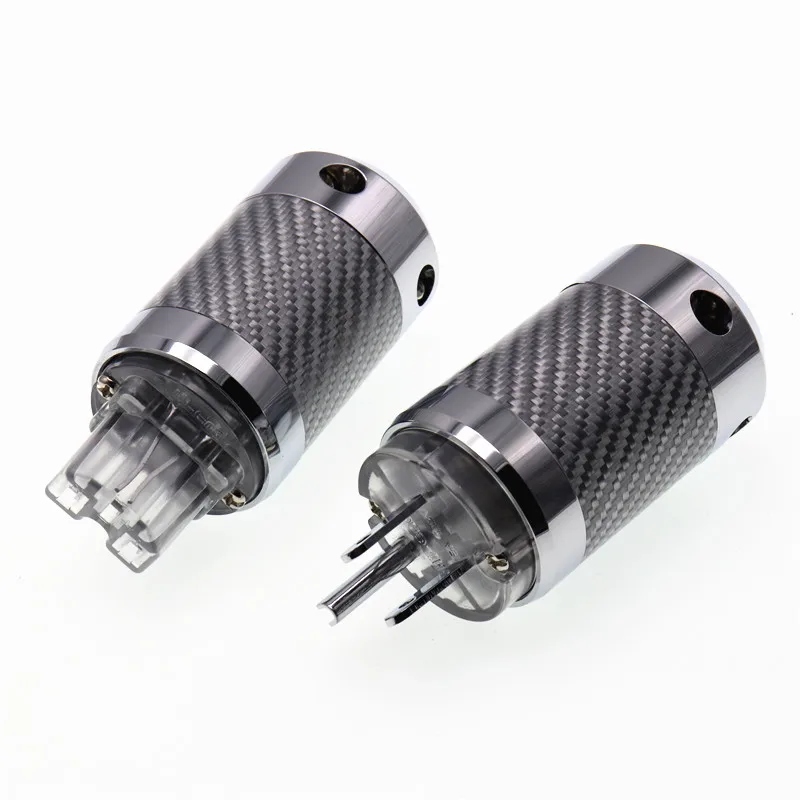 Conector hembra IEC de enchufe de alimentación estadounidense chapado en rodio de fibra de carbono de alta gama, cable de alimentación de CA, adaptador de enchufe