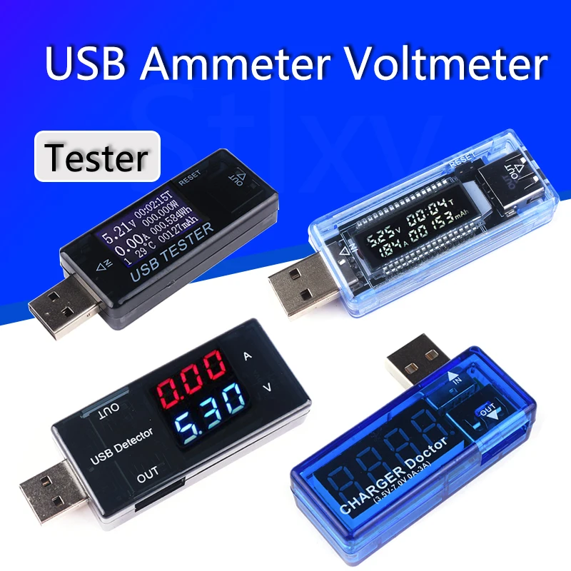 USB Voltmeter Ammeter Current Voltage Tester LCD Digital Display Power Battery Capacity Tester Measurement USB Charge Indicator