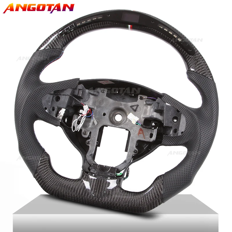 Perforated leather LED Carbon Fiber Steering Wheel Sprort Car volante esportivo Fit For  Mitsubishi Lancer-ex