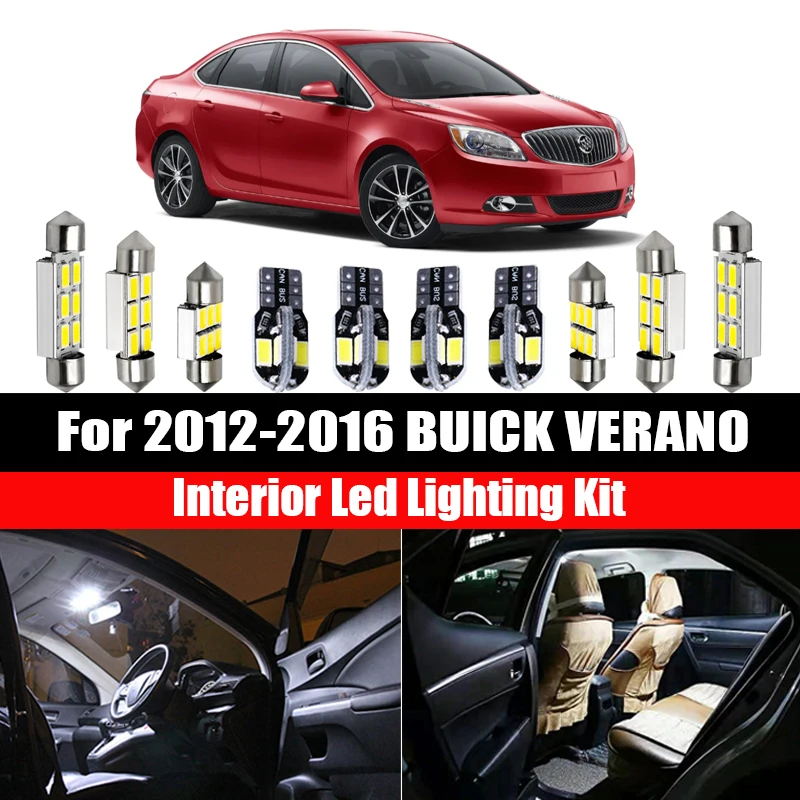 13x Canbus Error Free LED Interior Light Kit Package for 2012-2016 BUICK VERANO Car Accessories Map Dome Trunk License Light