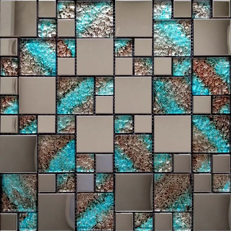 

Mediterranean Blue Glass Stainless Metal Glass Mosaic tile for home improvement kitchen backsplash,MD-608