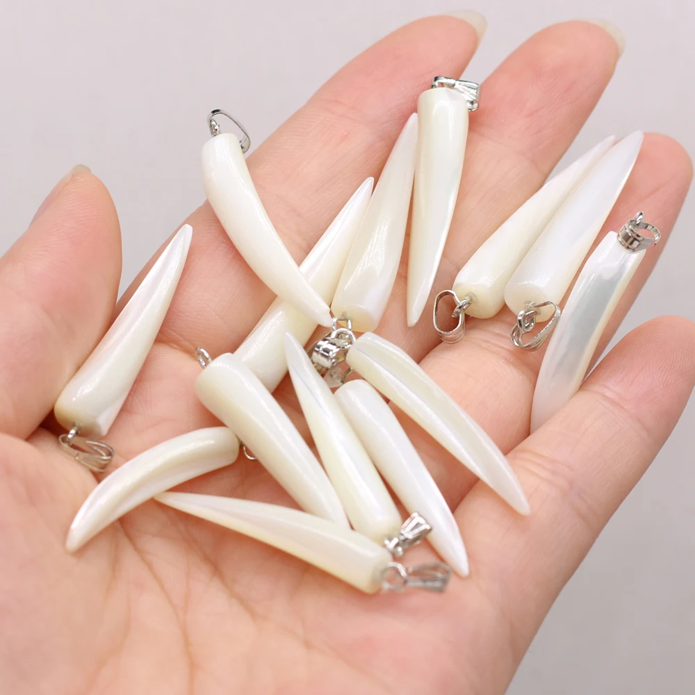 5PC Ethnic Tusk-shaped Shell Charms Natural Mother of Pearl Conical Pendant DIY for Necklace Earrings Jewelry Making Gift