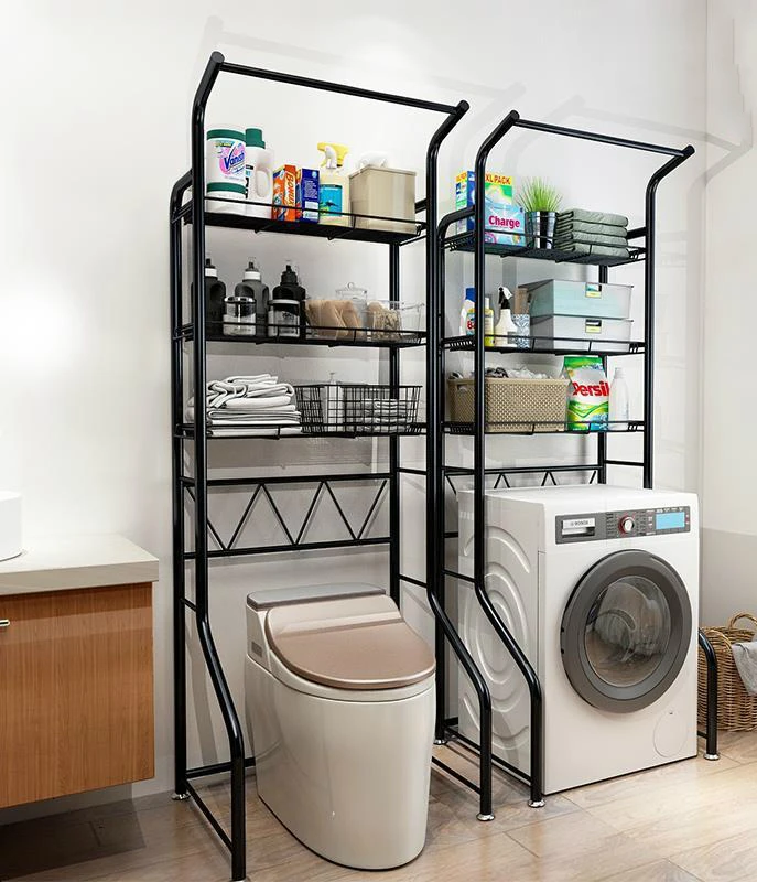 Over The Rack Stainless Steel Toilet Cabinet Shelving Kitchen Washing Machine Rack Toilet Paper Holder Home Organizer Holder