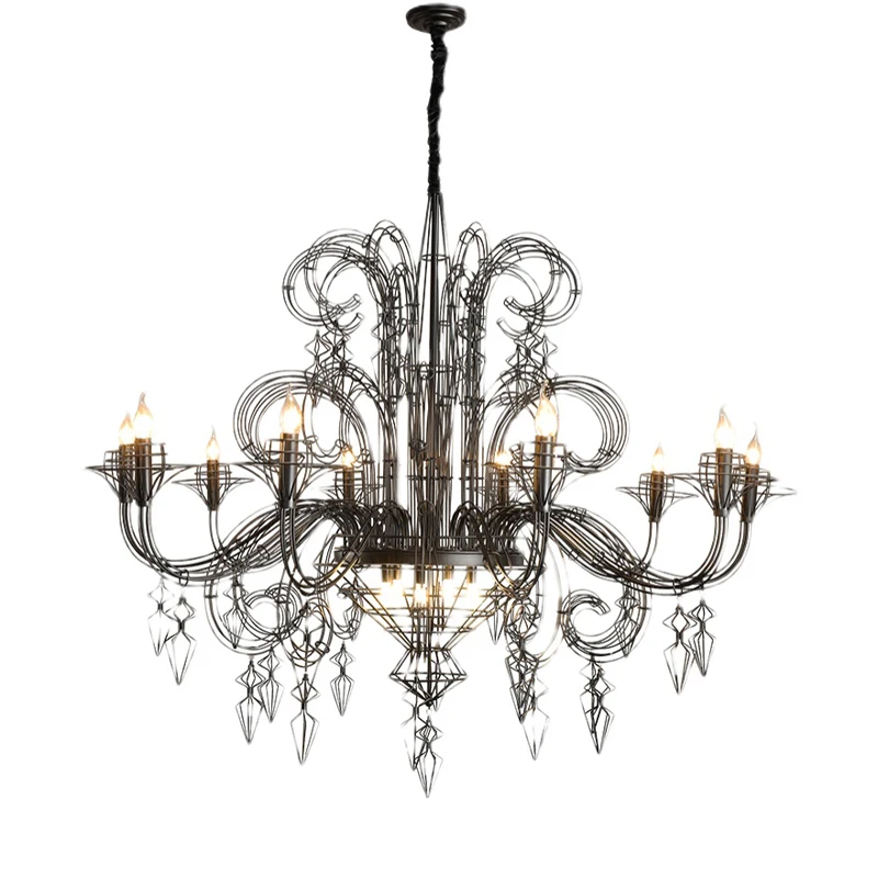 

LED Baroque Black White Gold Silver Designer Hanging Lamps Lustre Chandelier Lighting Suspension Luminaire Lampen For Foyer