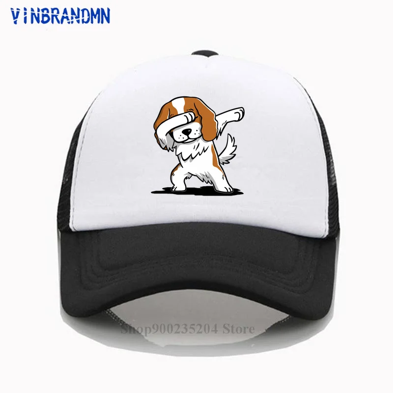 Tricolor Cavalier King Charles Spaniel Dog Dabbing Baseball cap Pet dog lover gift summer hats  2021 New Hot sale Snapback hats