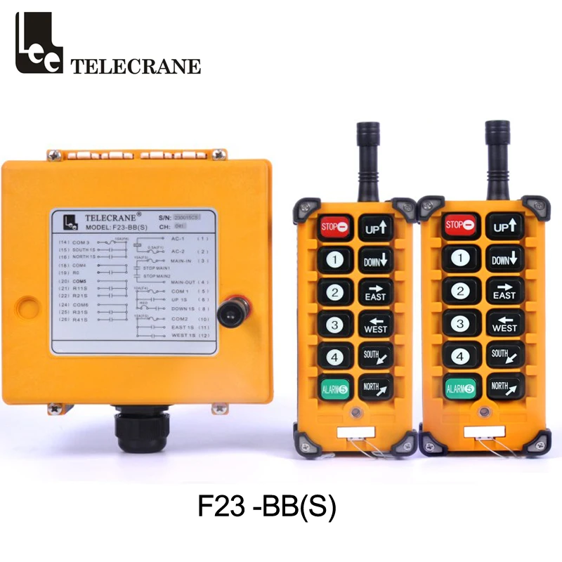 F23-Bb(S) 10 Single Speed Buttons Multiple Electric Hoist Crane Control Radio Remote Controller With 2 Emitters 1 Receiver