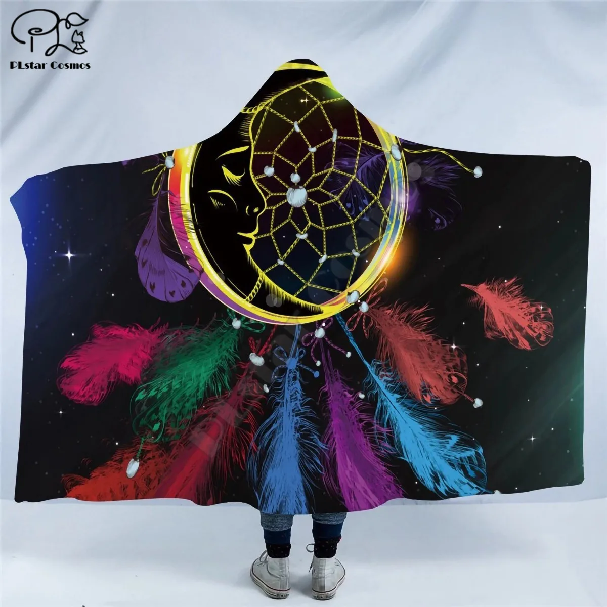 

Galaxy pattern Hooded Blanket Adult colorful child Sherpa Fleece Wearable Blanket Microfiber Bedding style-4