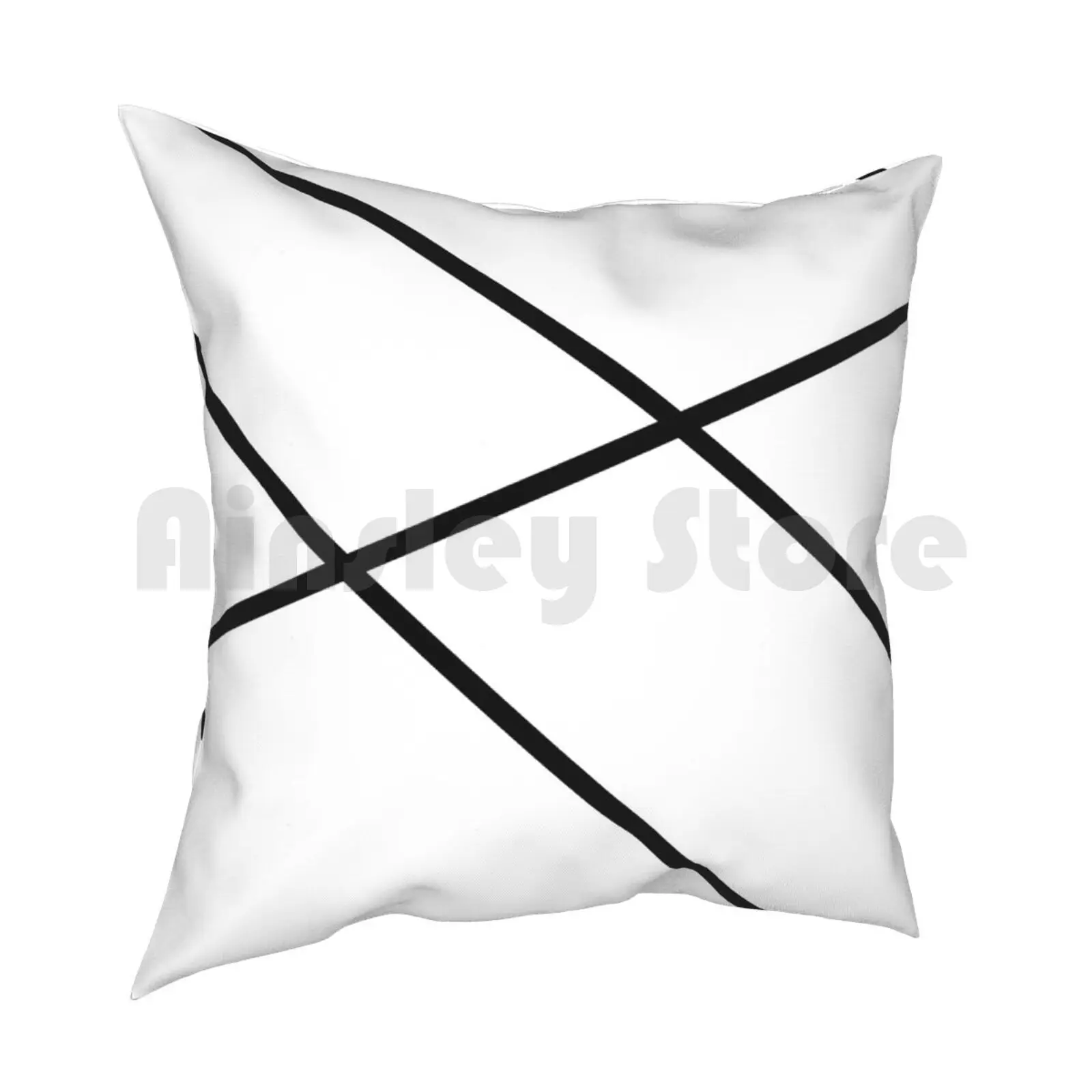 Abstract Black Lines Design Pillow Case Printed Home Soft DIY Pillow cover Line Diagonal Stripe Angular Monochrome