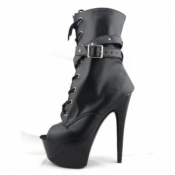 Ultra thin heels boots sexy peep toe women's shoes 15cm fashion magazine boots black Fetish High Heel Shoes 6 inch ankle boots