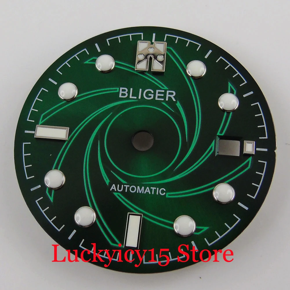 BLIGER 31mm Grey/Black/Green/Blue Watch Dial with Date Window Pattern Fit ETA 2836 MIYOTA Movement