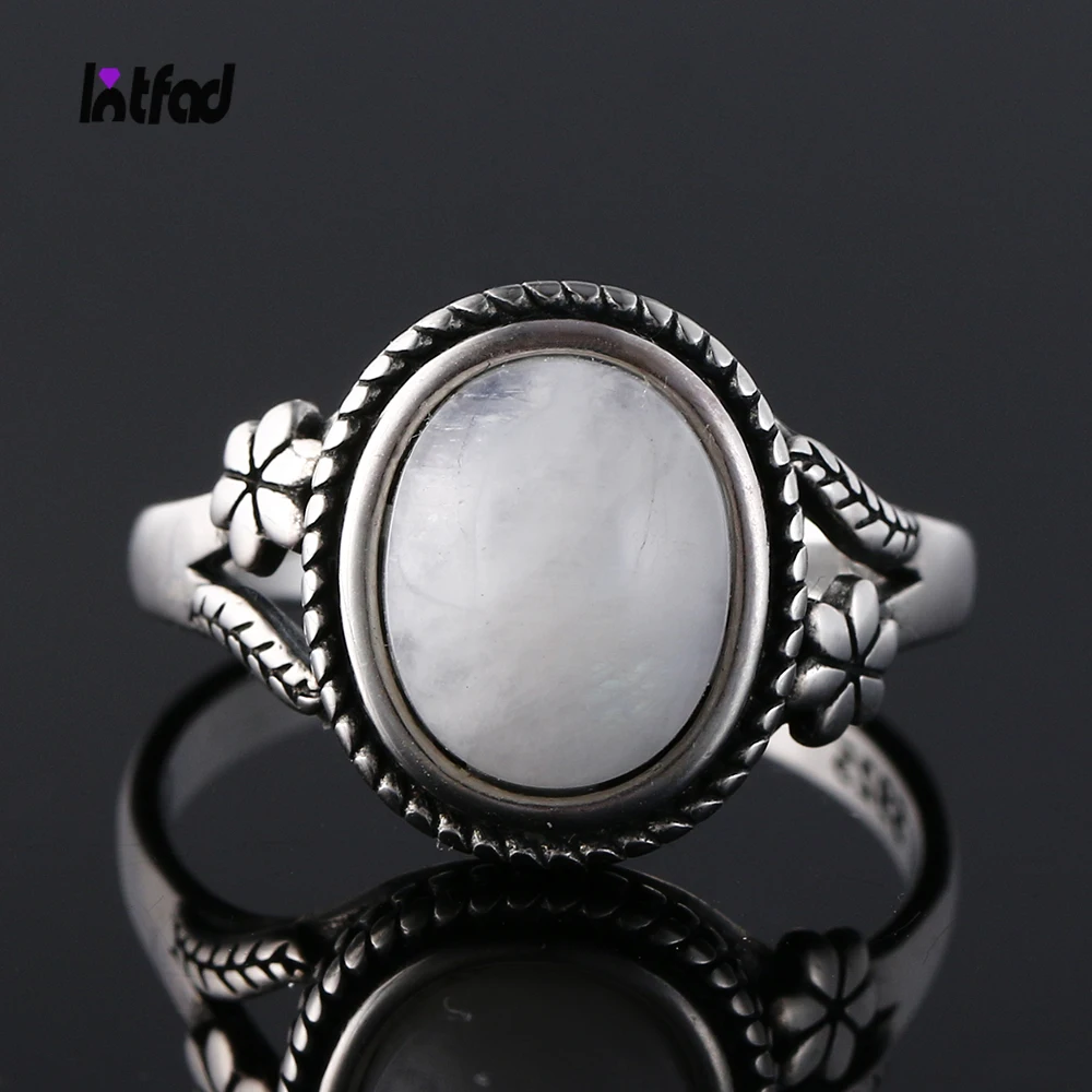 925 Sterling Silver Ring Natural Moonstone Rings for Women Flower Shaped Wedding Jewelry Gift Fashion Luxury Ring