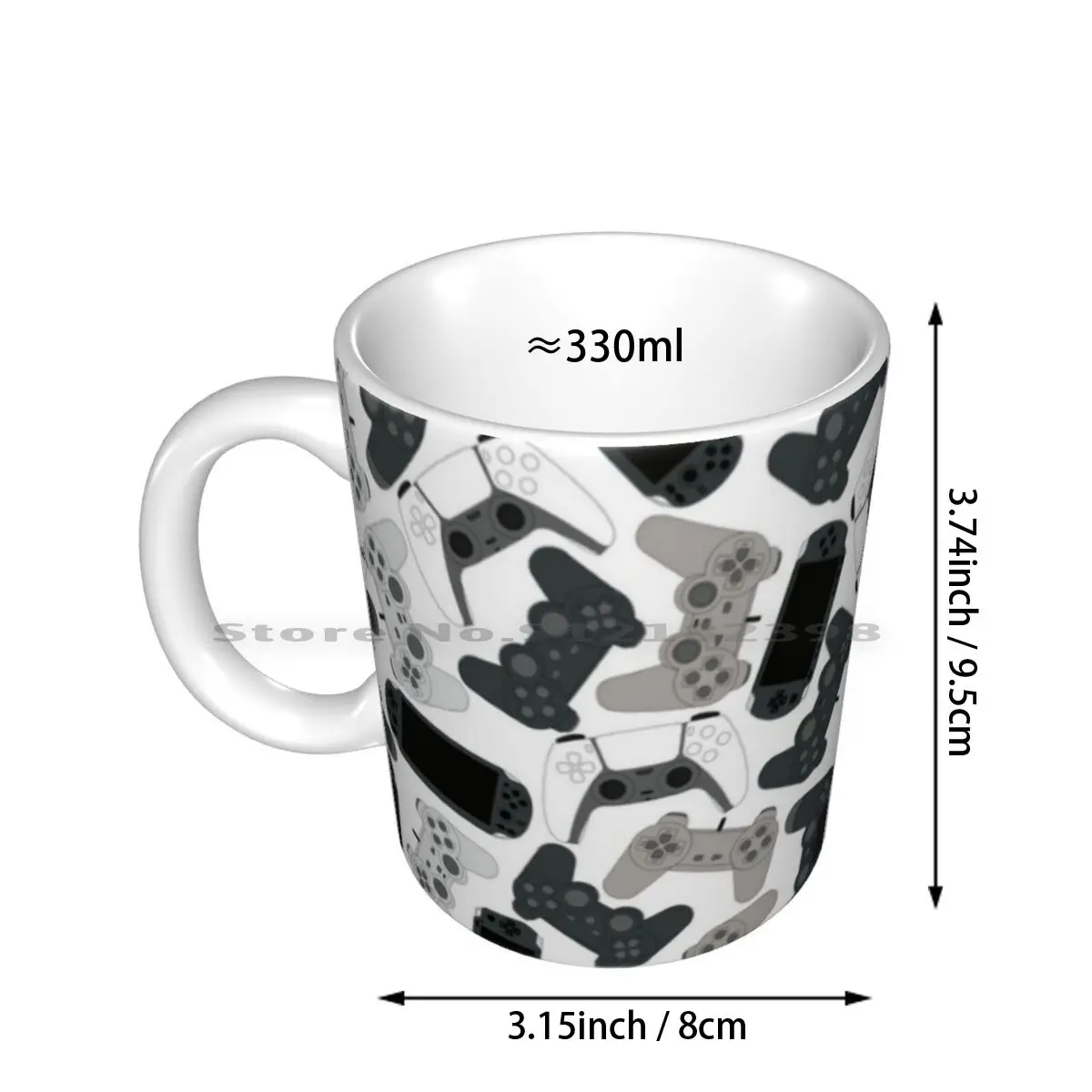 Gamer Controller Ps Fans Ceramic Mugs Coffee Cups Milk Tea Mug Play Videogames Retro Geek Culture Pixel Bit 8bit Style