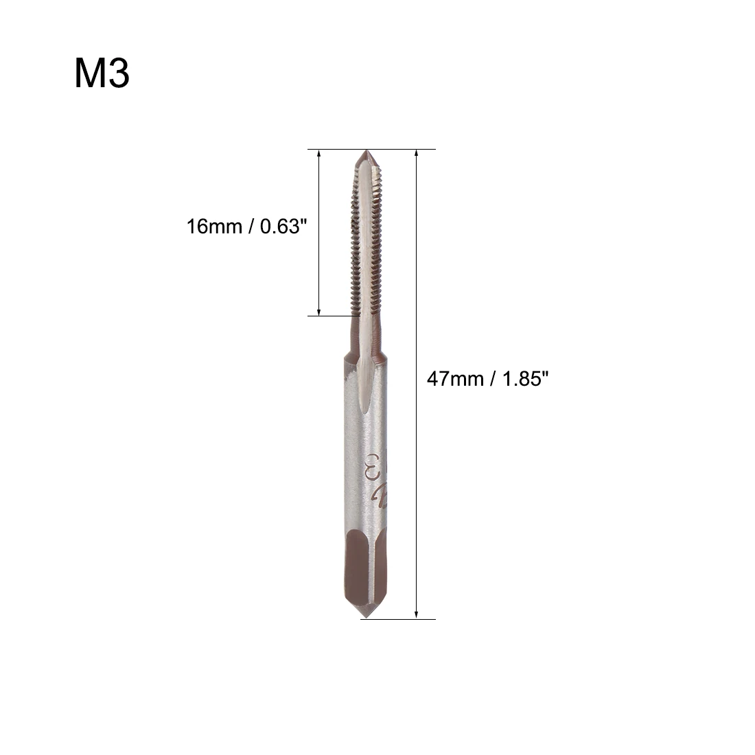 Uxcell เมตริก Hand TAPS M3 ด้าย 0.5 PITCH 3 ขลุ่ยตรง H2 เครื่องมือโลหะผสมเหล็ก 1 คู่