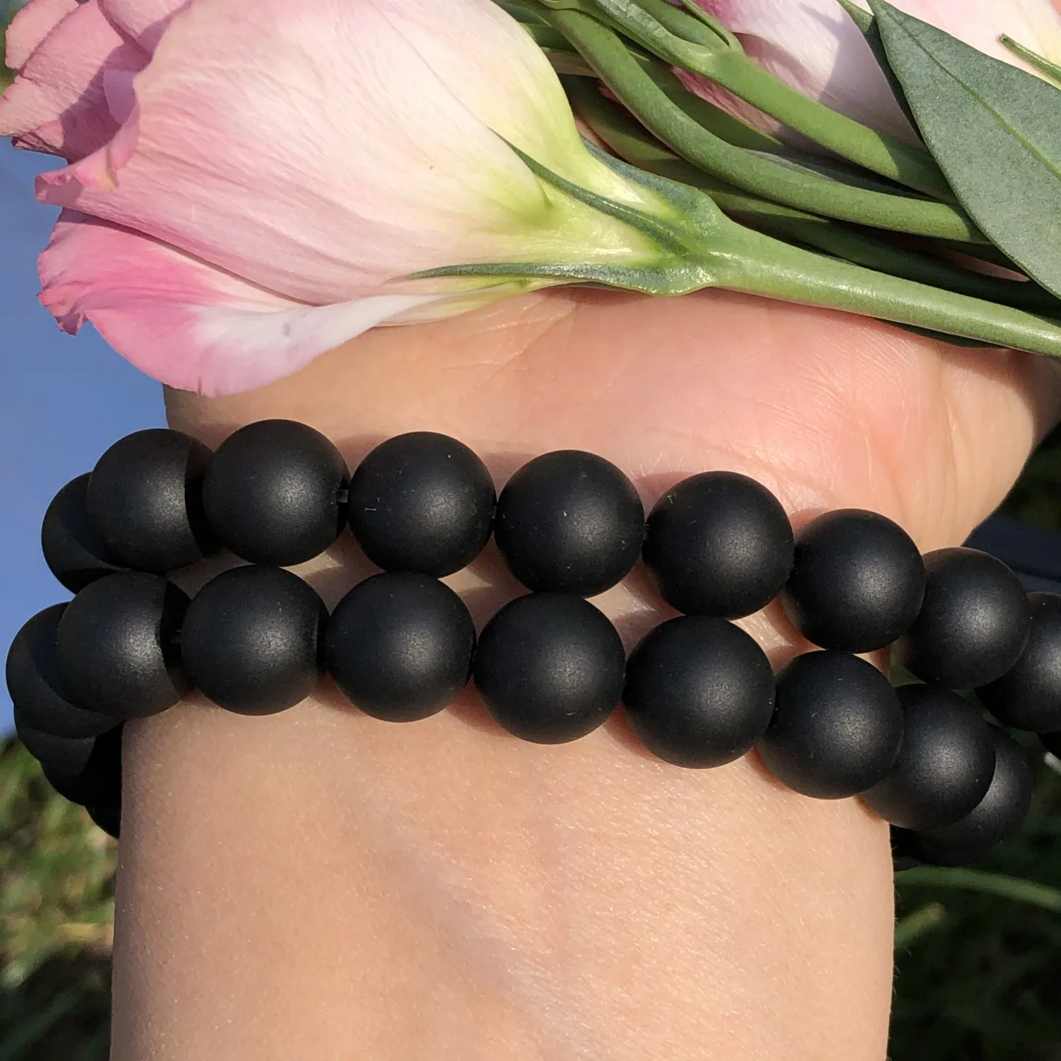 AAAA Quality Natural Black Dull Polish Matte Onyx Agates Stone Round Loose Spacer Beads 4 6 8 10 12 14 MM Diy Bracelet Necklace