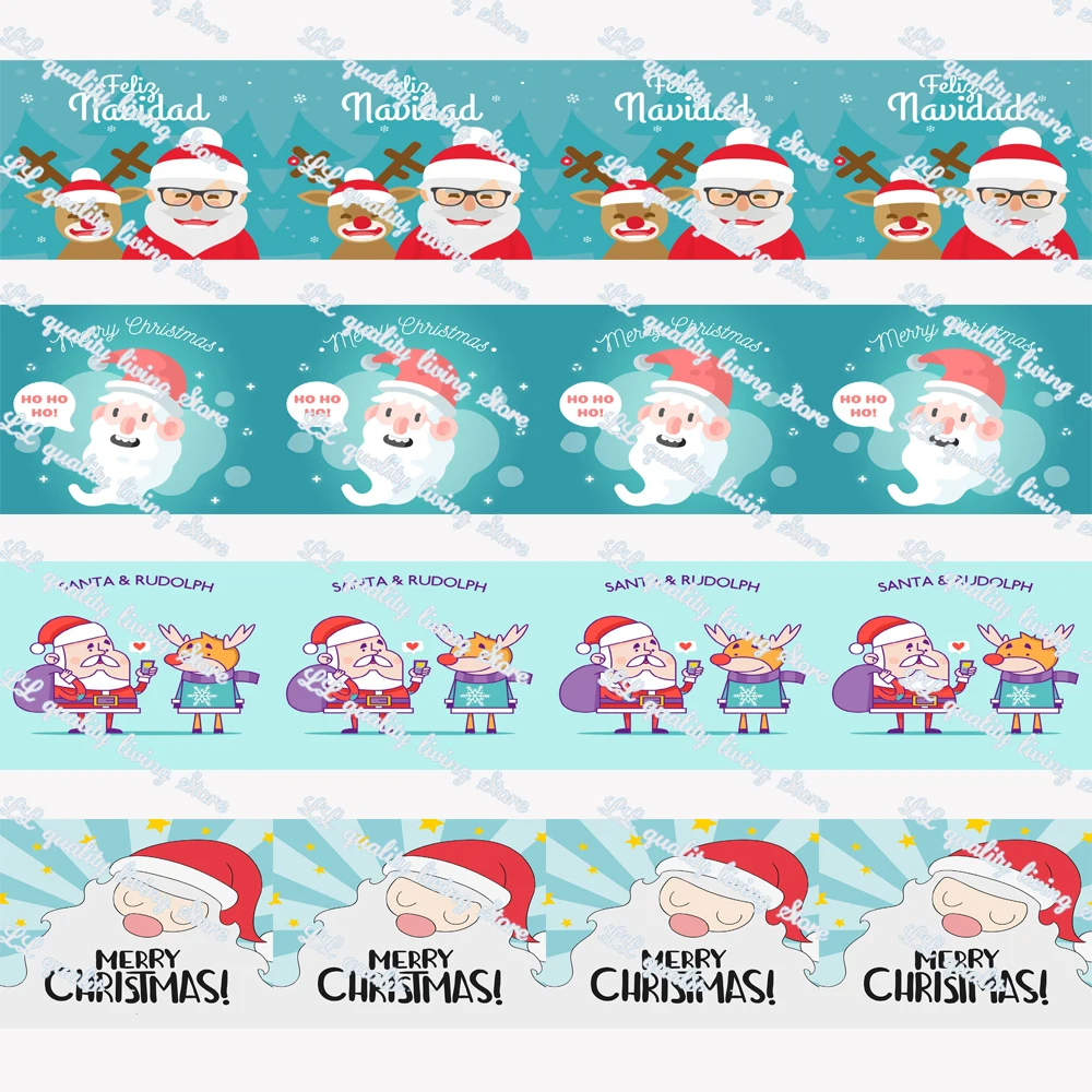 

WL 16mm/22mm/25m Santa Claus Printed Grosgrain Ribbon Gift Wrapping Hair Bow Diy Christmas Party Decoration Craft Supplies 50Y