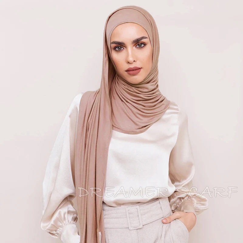 2021 Muslim One Loop Jersey Hijab Scarf Femme Musulman Instant scarf Islamic Headscarf Malaysia Hijab Female Foulard Bandana 1PC