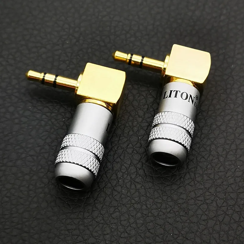 1 Stück LITON 3,5 mm Audio-Stecker 90-Grad-L-förmiger Stecker vergoldeter Schweißadapter 6 mm dreiteiliger Kopfhörerstecker