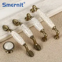 Ceramic Drawer Pulls Antique Crack Kitchen Handles Vintage Handles Knobs and Pulls for Cabinets Metal Furniture Handles