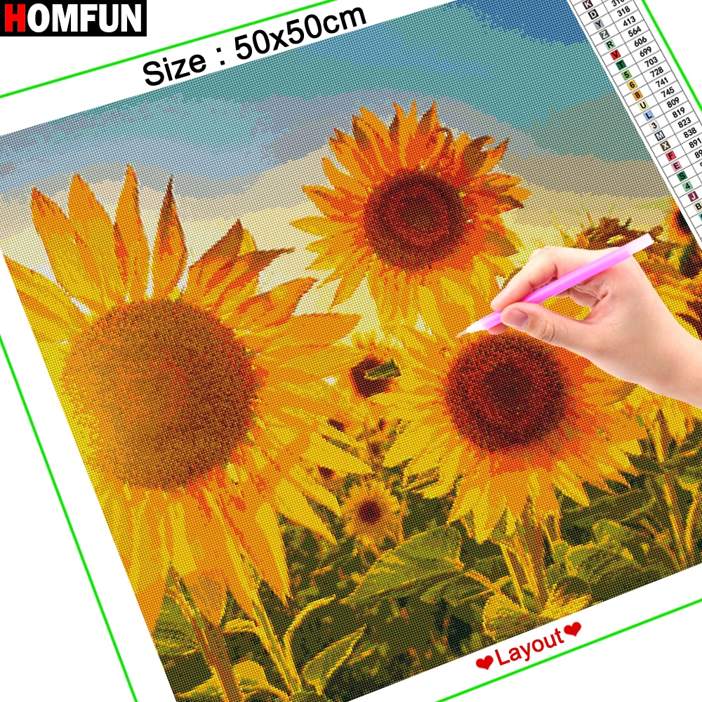 HOMFUN Diamond Painting Full Square/Round Diamond 