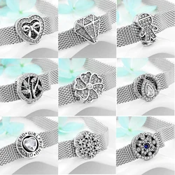 Hot sale 925 Sterling Silver Sparkling CZ round Clip Charms Beads fits Reflexion Women Bracelet DIY Jewelry Gift