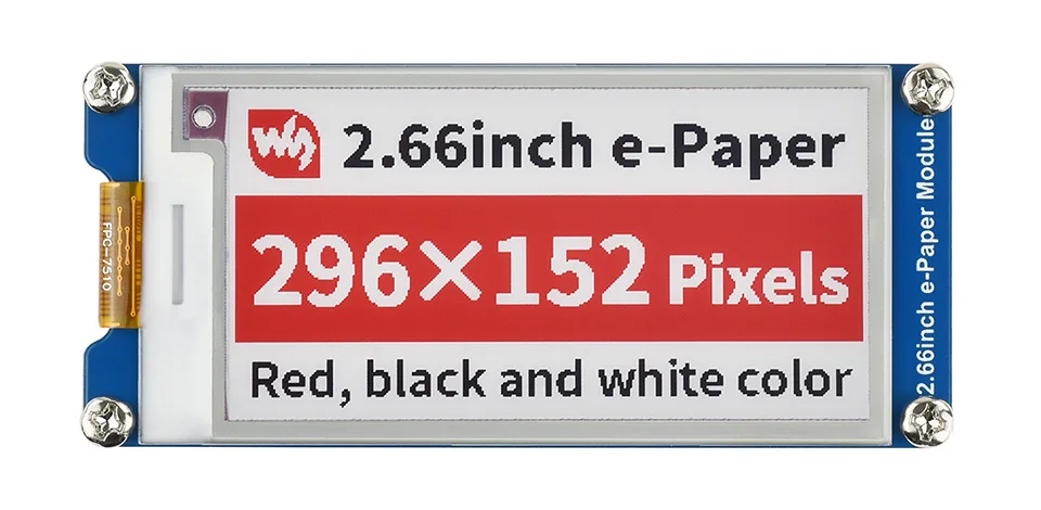 

Waveshare 2.66inch E-Paper E-Ink Display Module (B), 296×152 Pixels, Red / Black / White Three-Color, SPI Interface