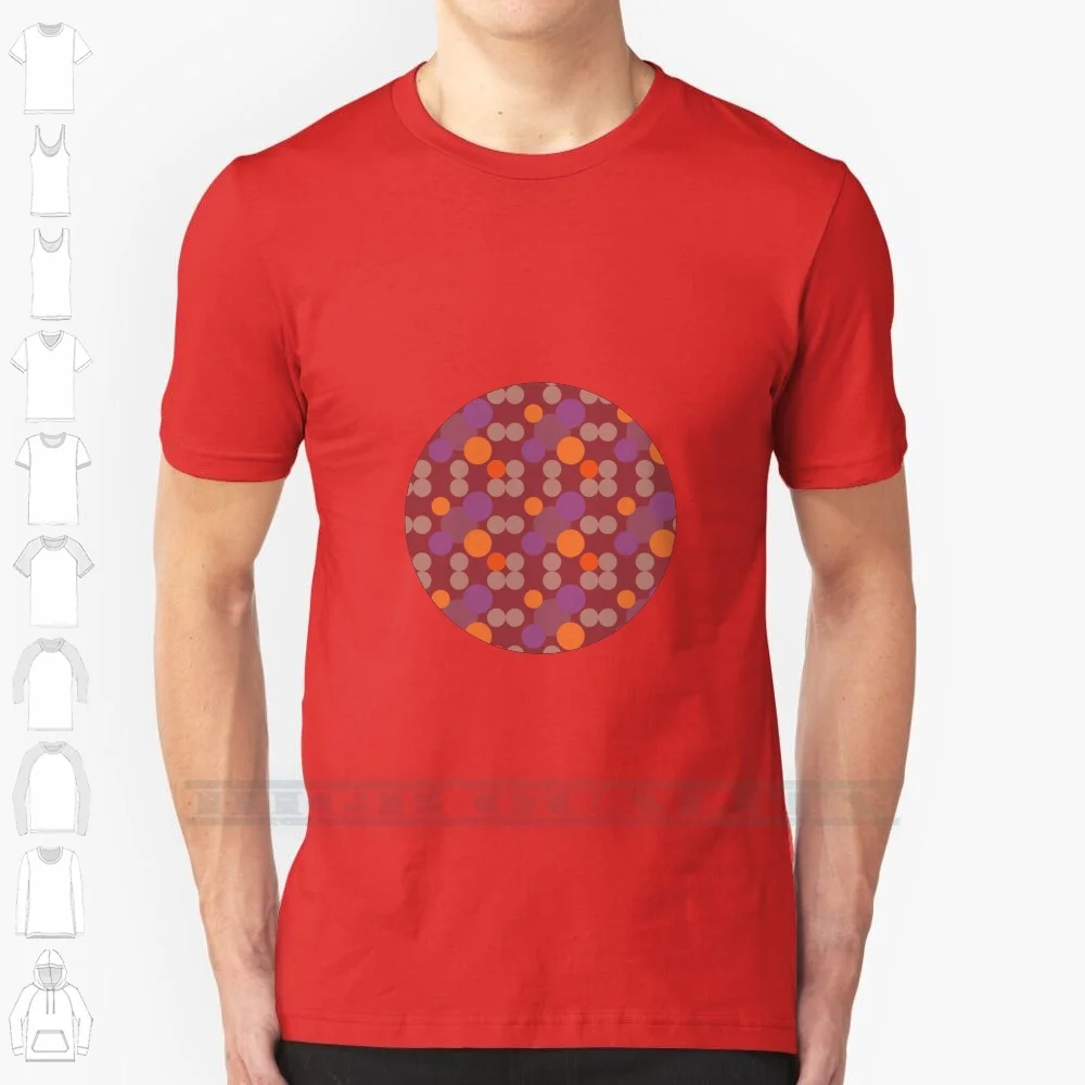 Circle Pattern-70's 100% Cotton T Shirt Minimal Abstract Lilac Orange Circles Playful Modern Pattern Seventies Repetition