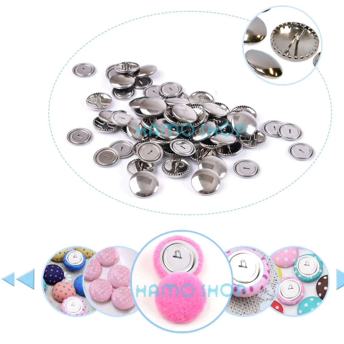 10pcs Set/Lot Metal Self Cover Buttons Bread Shape Round Fabric Cloth Buttons Handmade Fabric Cover Button Craft DIY Accessories