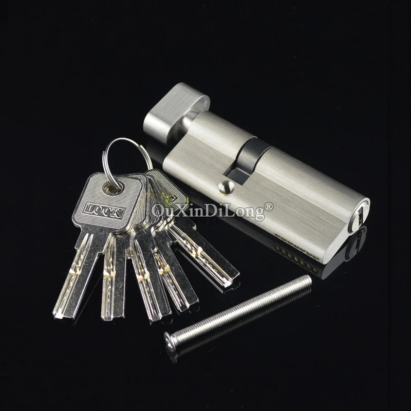 Brand New 1PCS European Solid Brass Partiality Door Lock Cylinder Core 60/70/75/80/85/90/100 Lock Gall Repair Parts + 5 Keys