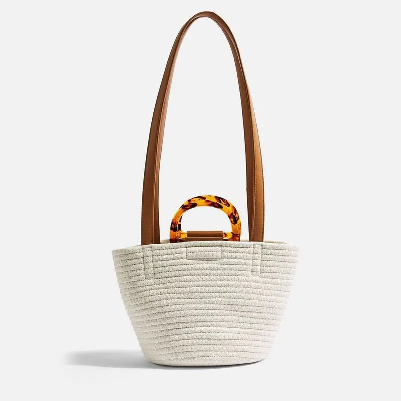 

2021 New Wild Straw Bag Handmade Woven Bag Shoulder Crossbody Portable Beach Bag