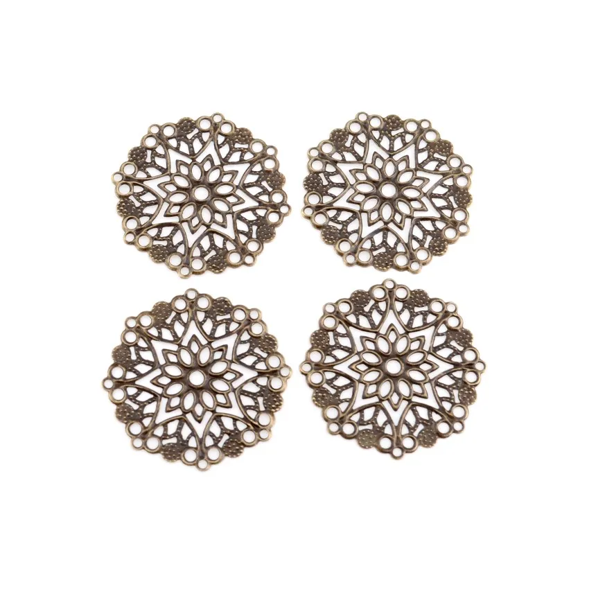 10Pcs Embellishment Findings Flower Gold Plated Hollow Metal Crafts Decoration DIY 3.5cm F0415