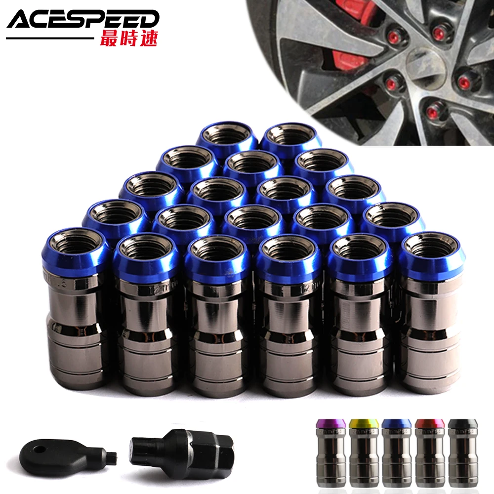 For Volk Style Concealed Heptagon Formula Steel Wheels Lock Lug Nuts Titanium color Body  M12X1.5/M12x1.25 20PCS/set