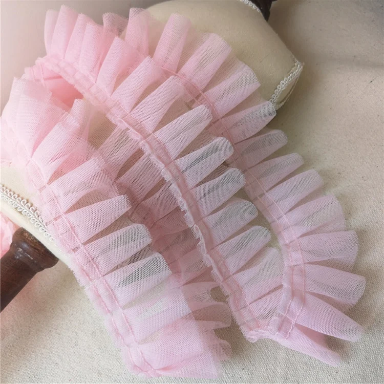 5CM Wide Mesh Pleated Fabric Lace Dress Ruffle Trim Ribbon Embroidery Sewing Princess Pettiskirt DIY Apparel Home Decoration