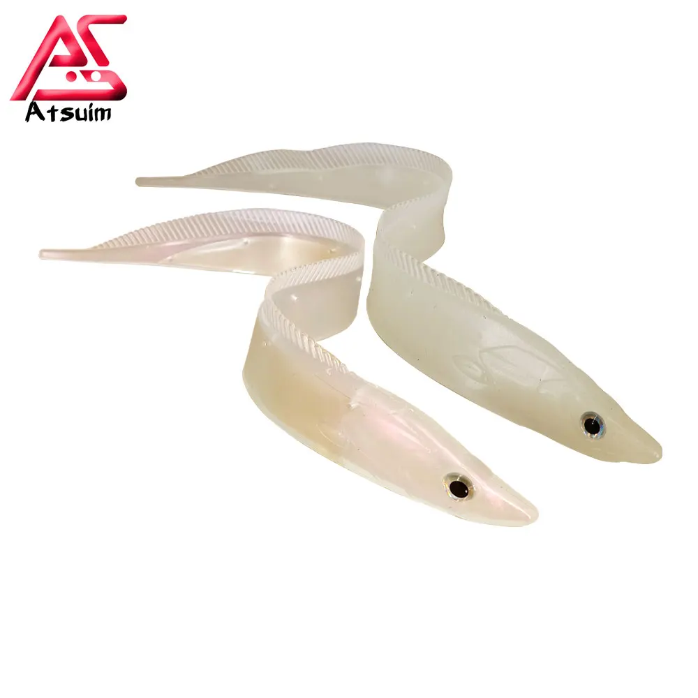 AS Deep Sea Trolling Soft Lures Boat Fishing Saury White Ribbon Fish Texan Softjerk Wobbler Artificial Silicone Bionic Swimbait