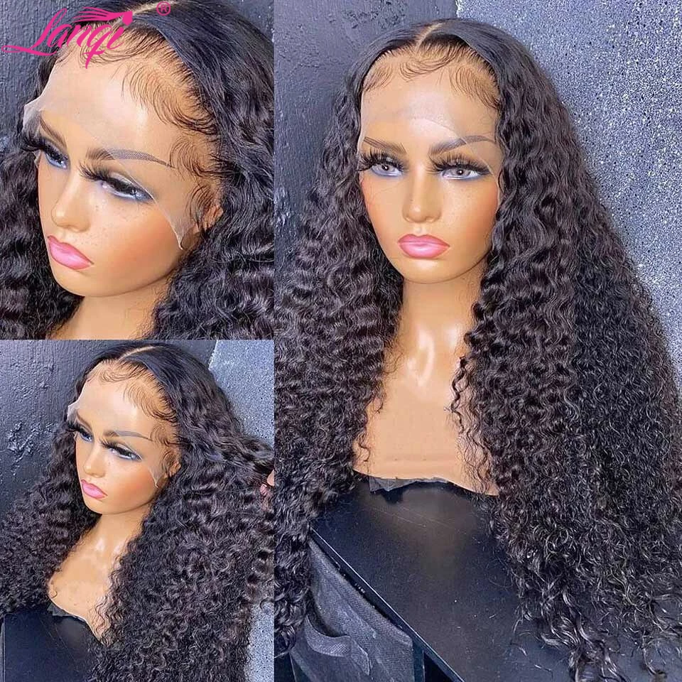 Preplucked 13X4X1 Krullend T Deel Lace Front Pruik Braziliaanse 30 Inch Kinky Krullend Lace Front Menselijk haar Pruiken Voor Vrouwen 4X4 Sluiting Pruik