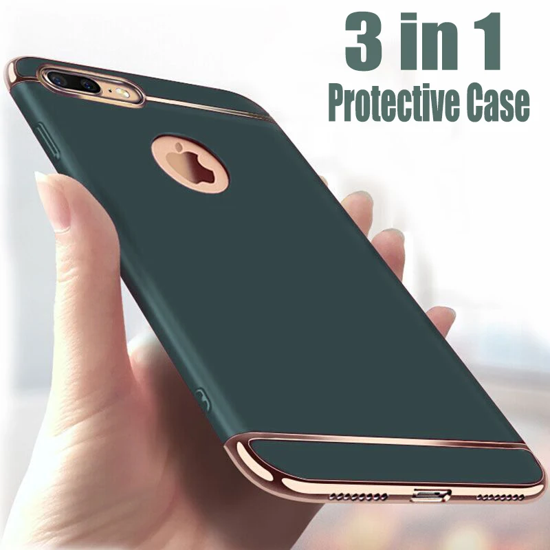 Luxury Plating Shockproof Phone Case For iphone 7 8 Plus 6 6s 5 5s PC Matte Hard Cover For iphone X Xr Xs 11 12 13 Pro Max Case