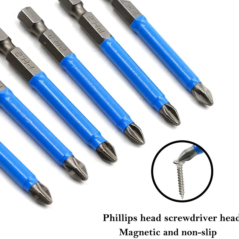 10pcs Screwdriver Bits Cross Headed PH2 Magnetic Anti-Slip Bits Power Tool