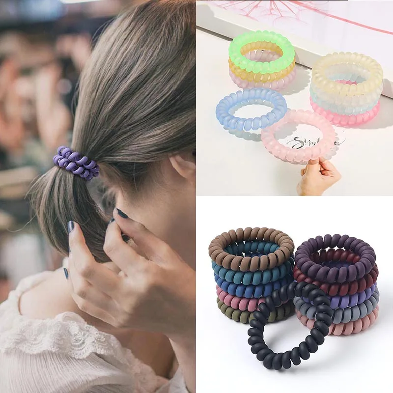 Colorful Telephone Wire Hair Bands Women Girls Hair Accessories Rubber Band Headwear Hair Rope Spiral Shape Hair Ties headwear