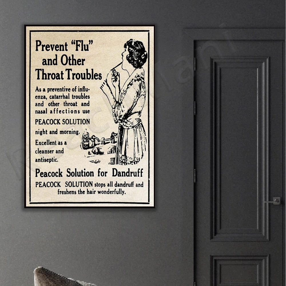 Influenza poster | 1920s, historical art posters, medical prints, art decorations for doctors gifts