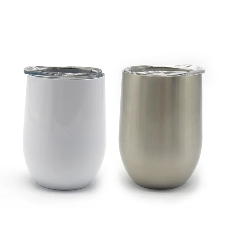 Stainless Steel Tumbler Sublimation Blank 12oz Egg Shape Wine Beer Cups Custom Logo Double Wall Thermos Flask Water Bottle