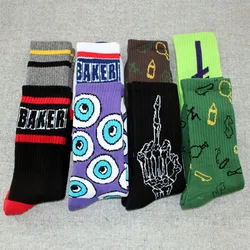 DEATHWISH Jasper Baker Harajuku Chaussettes en coton pour hommes, Style optique étrange, Chaussettes éponge Happy Skateboard, Nouvelle mode, 1 paire par lot