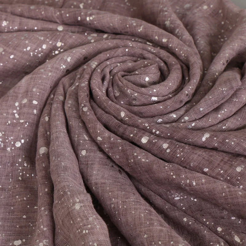 Big Size Glitter Viscose Shawl Hijab Scarves Solid Color Silver Muffler Shiny Dot Wrap Plain Headband Muslim Cotton Headscarf