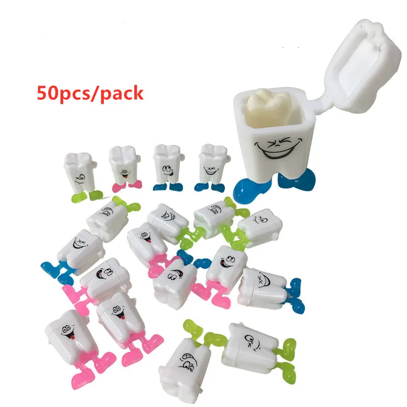 

50pcs Baby Tooth Box Cute Cartoon Kids Teeth Organizer Plastic Milk Teeth Storage Box Save Collect Case First Tooth Mini Gift