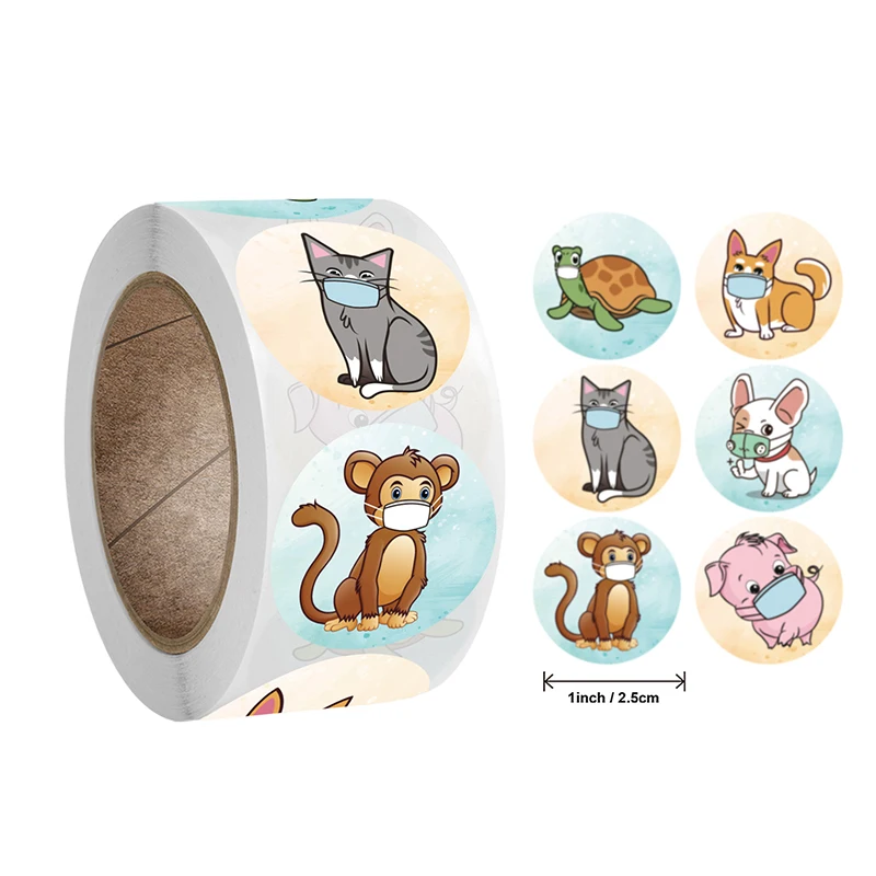 6 types Cute Animal Stickers For Kids Gift Packing Decorative Stickers Stationery Cartoon Stickers Cake Decorations