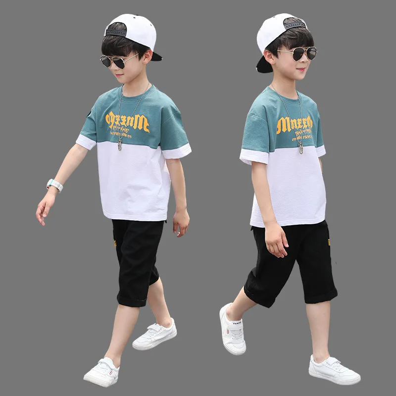 Set di abbigliamento per ragazzi T-shirt + pantaloni Casual estivi abbigliamento per ragazzi abbigliamento per bambini tuta tuta per bambini Teen 6